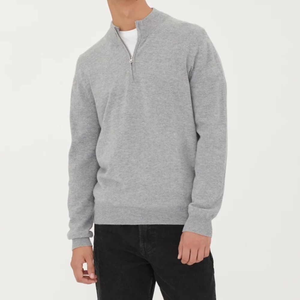 Gobi half-zip cashmere sweater heather gray size large like new